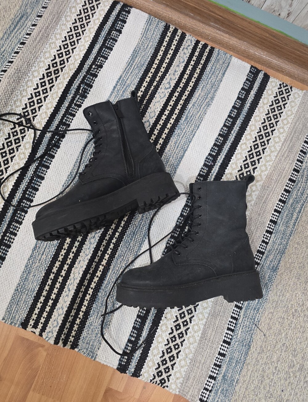 Thursday Boot Company Quest Combat Platform Boots Leather Black 6